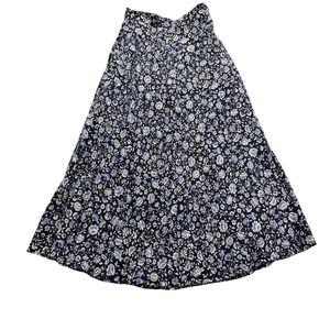 GAP WAREHOUSE Floral Maxi Skirt Navy Blue White Blue Size 1